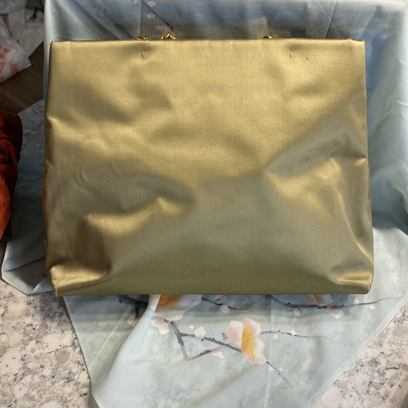 Prada Vintage Raso Catena Shoulder Bag Tote Green Satin with Gold Chain - Picture 3 of 11